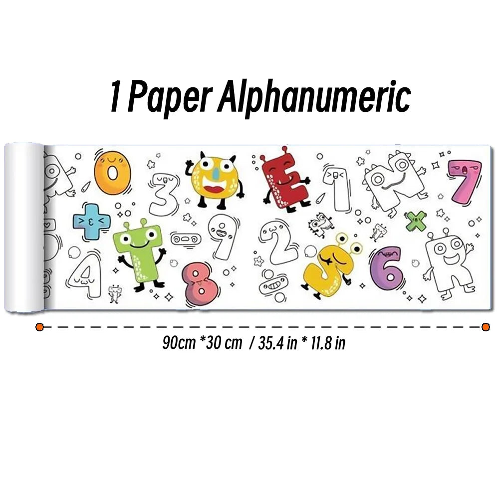 0.9/3M Space Food Animal Canvas Children's Drawing Roll DIY Coloring Paper Roll Color Filling Graffiti Paper-cut Painting School