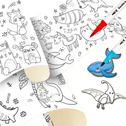 0.9/3M Space Food Animal Canvas Children's Drawing Roll DIY Coloring Paper Roll Color Filling Graffiti Paper-cut Painting School