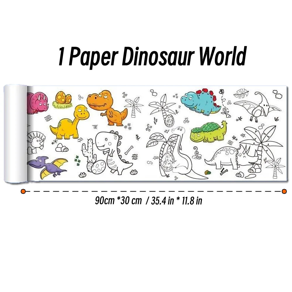 0.9/3M Space Food Animal Canvas Children's Drawing Roll DIY Coloring Paper Roll Color Filling Graffiti Paper-cut Painting School