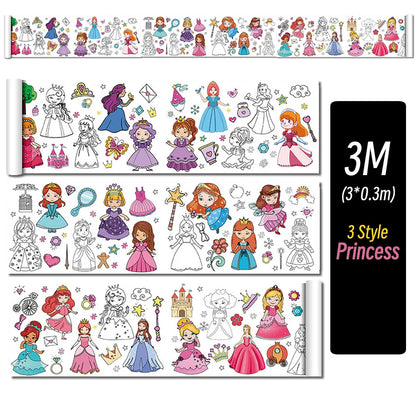 0.9/3M Space Food Animal Canvas Children's Drawing Roll DIY Coloring Paper Roll Color Filling Graffiti Paper-cut Painting School