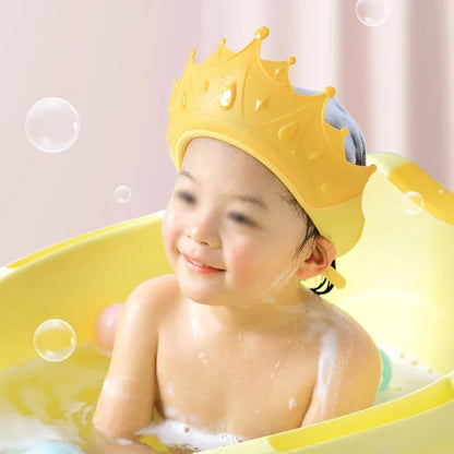Baby Shower Cap Waterproof Shampoo Hat for Children Shower Toddler Protect Ears Eyes Girl Boy Adjustable Silicone Bathing Crown