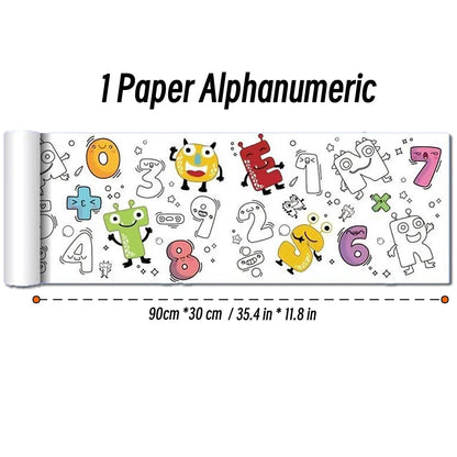 0.9/3M Space Food Animal Canvas Children's Drawing Roll DIY Coloring Paper Roll Color Filling Graffiti Paper-cut Painting School